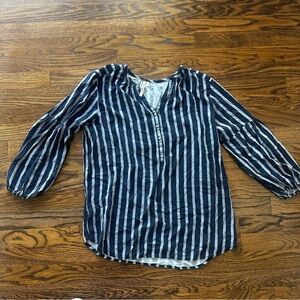 Grand & Greene Striped Navy & White Blouse